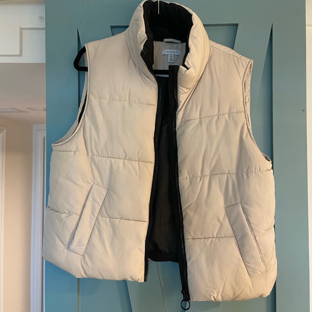 Topshop Cream Puffer Vest